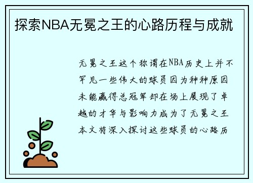 探索NBA无冕之王的心路历程与成就